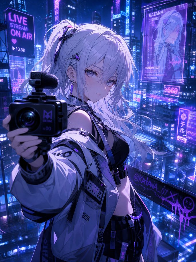 小小绘动漫直播-银发少女创作直播间